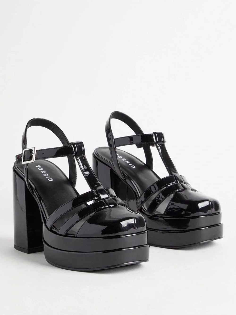 Torrid Black Patent Double Platform Caged Heels Size 9 NWT